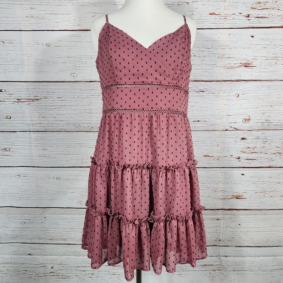 Dresses & Skirts - TRIXXI Pink Polka Dot Tiered Dress (XL)